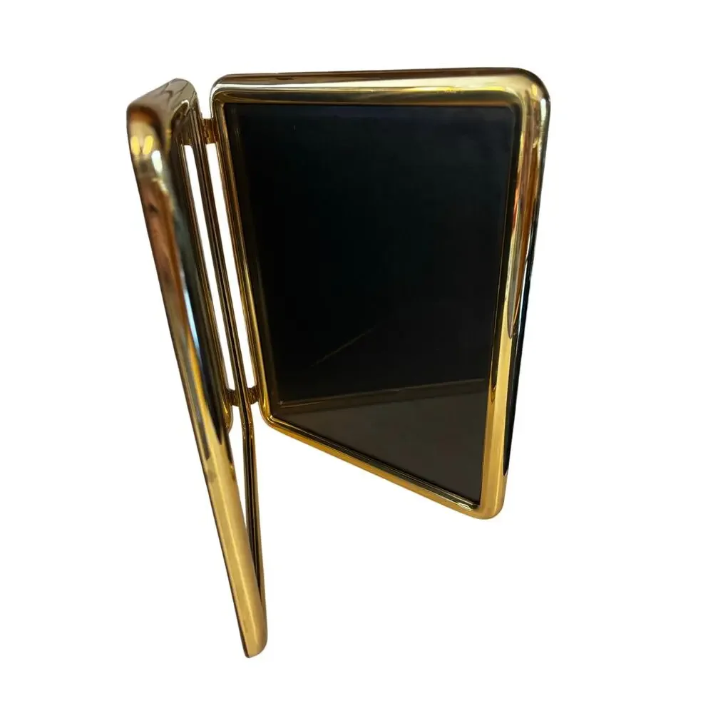 Vintage 80's brass stand/hang photo frame double book style hinge center classic